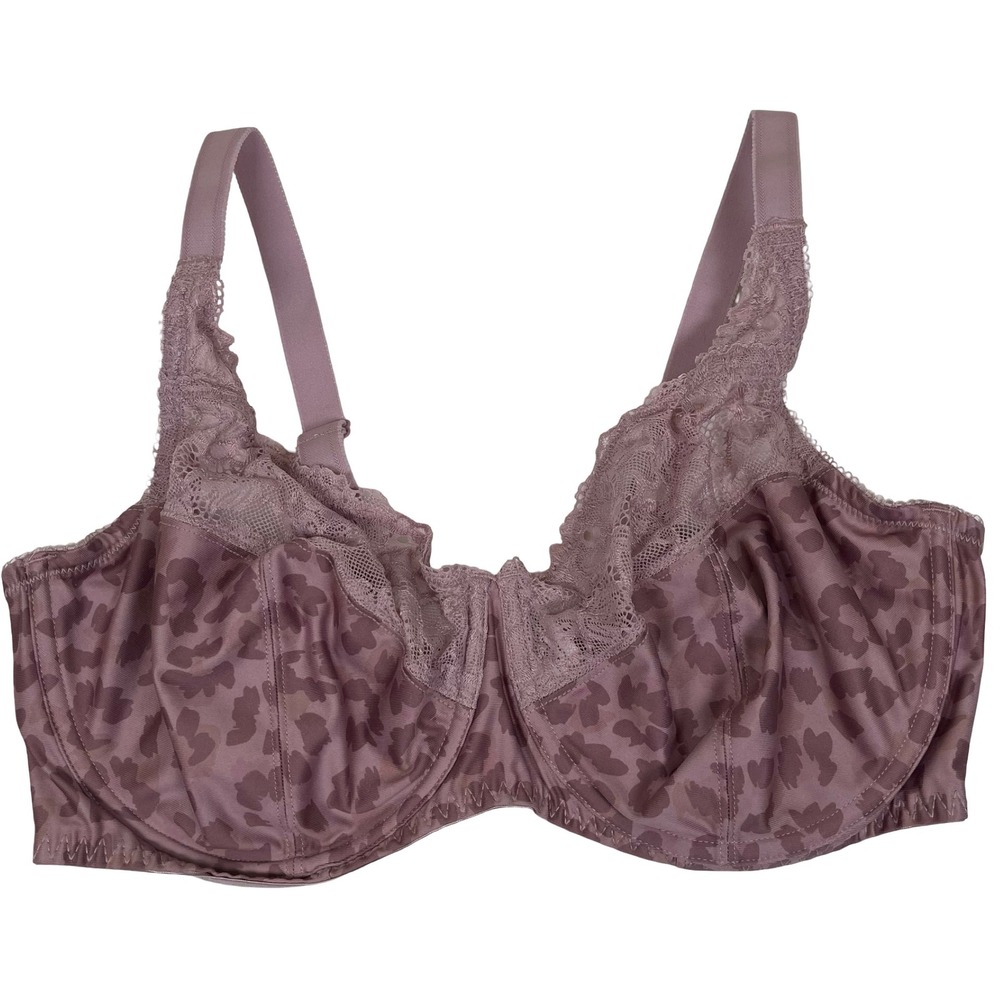 DELIMIRA Lace Full Coverage Minimizer Underwire Bra 36F Mauve‎ Leopard W579Y